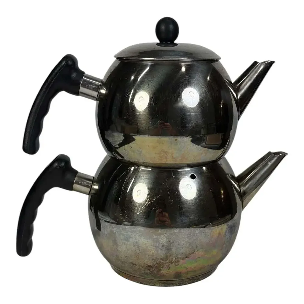 Zümrüt Turkish Double Teapot Set Stainless Steel 18/10 Extra Capsule Bottom